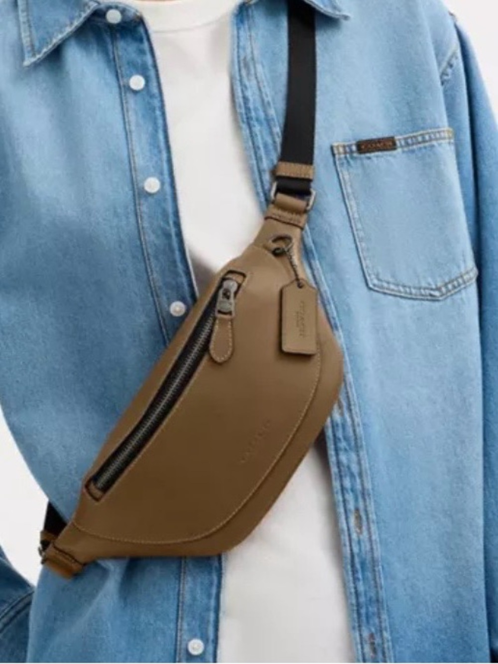 Coach Leather Crossbody Sling in Brown/green